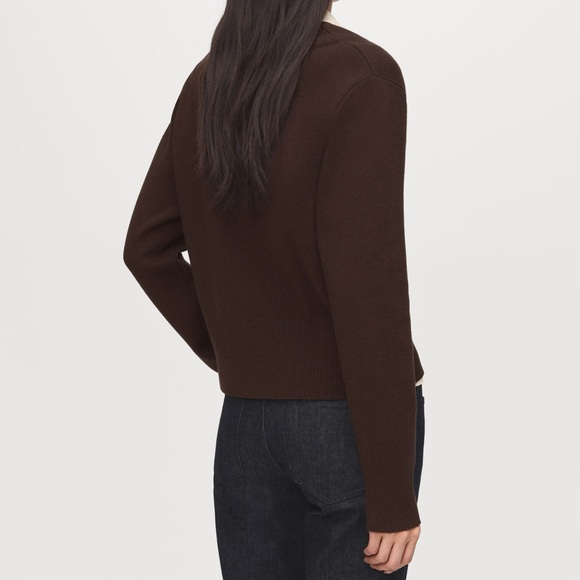 MANGO CROSS-OVER CARDIGAN WITH JEWEL BUTTON BROWN SIZE L - Picture 2 of 6